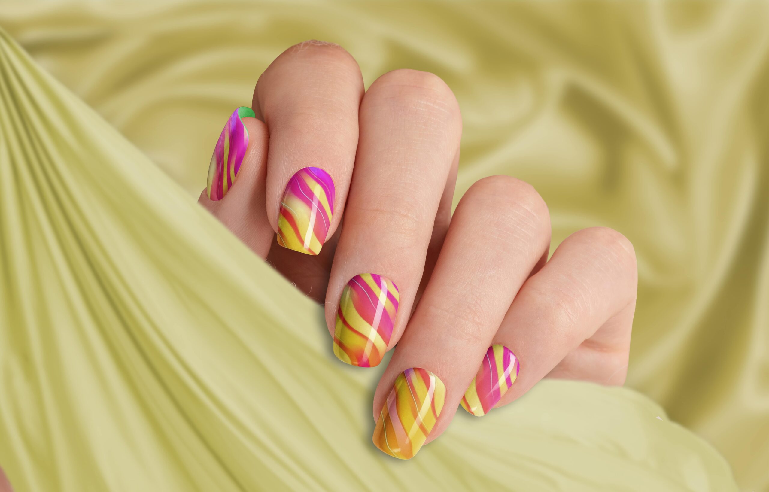 closeup-hands-young-woman-with-yellow-manicure-nails-isolated-yellow-background-min